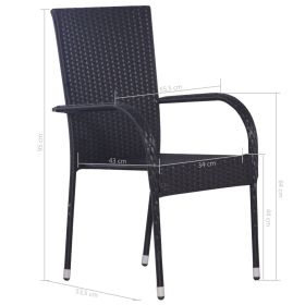 vidaXL Stackable Patio Chairs 2 pcs Poly Rattan Black