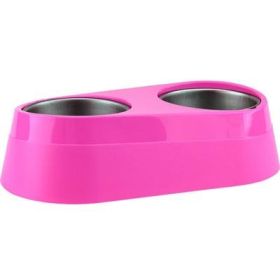 O2C Chill Pet Doubl Bowl Pink