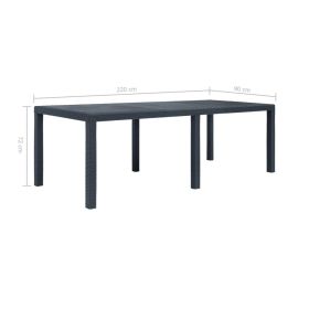 vidaXL Garden Table Anthracite 220x90x72 cm Plastic Rattan Look (Option: as picture)