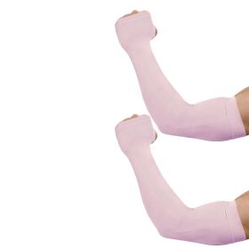 Arm Sleeves for Men Women with Thumb Hole, UPF 50 UV Sun Protection Cooling Sleeves (Color: pink)