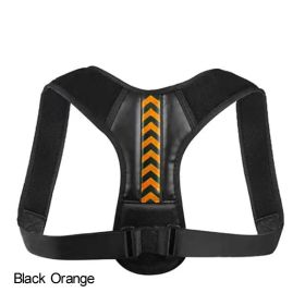 Adjustable Back Shoulder Posture Corrector Belt For Clavicle Spine Support Body Reshape Pain Relief From Neck; Back And Shoulder ( Buy A Size Up ) (Color: Black Orange, size: L(70-100KG))