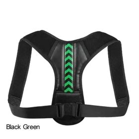 Adjustable Back Shoulder Posture Corrector Belt For Clavicle Spine Support Body Reshape Pain Relief From Neck; Back And Shoulder ( Buy A Size Up ) (Color: Black Green, size: XL(80-120KG))