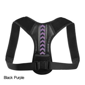 Adjustable Back Shoulder Posture Corrector Belt For Clavicle Spine Support Body Reshape Pain Relief From Neck; Back And Shoulder ( Buy A Size Up ) (Color: Black Purple, size: XL(80-120KG))