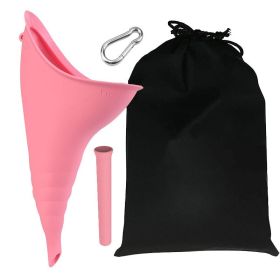 Portable Silicone Urinal For Women; Reusable; Dewable; Emergency Urinal In Car; Emergency Urinal With Hook And Catheter; With Waterproof Storage Organ (Color: pink)