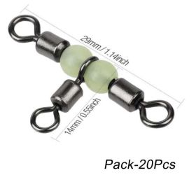 10/20/30/40pcs Cross Line Rolling Swivel With Pearl Luminous Beads; 3 Way Rigs Fishing Tackle Connector For Drifting Trolling (size: 20pcs)