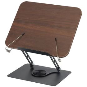 Book Stand for Reading, Adjustable Book Holder with 360° Swivel Base (Color: Black)