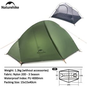 Naturehike Camping Tent 1 Person Ultralight Waterproof Cycling Tent 3 Season Outdoor Travel Fishing Tent Hiking Backpacking Tent (Color: Green - 1 Person)