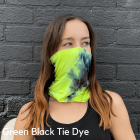 Sports Neck Gaiter Face Mask for Outdoor Activities (Color: Green Black Tie Dye)