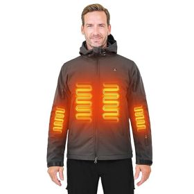 Heated Jacket For Men ANTARCTICA GEAR Winter Coat With 12V 16000mAh Battery Pack, Soft Shell Heating Hood Jacket (Option: Grey-2XL)